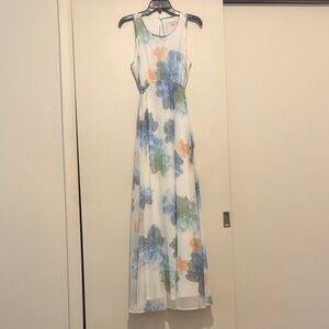 Calvin Klein Floral Maxi Dress - White, Blue, and Orange